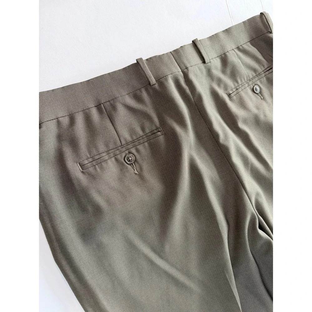 Perry Ellis Portfolio Dress Pants Men 38x29 Brown Folio-Flex Classic Fit